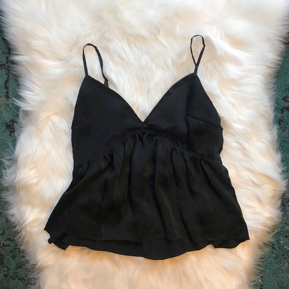 Reformation Tops - Reformation Black Silk Crop Blouse Size Small